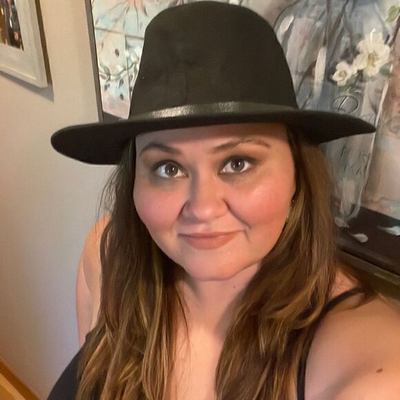 Accessories - Black Cowboy Hat with black pleather band